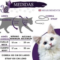 Arnés de gato ajustable y correa de 100cm incluida, arnes antiescape de seguridad tanto para gato pequeño como grande. Essential By Natural Bio Pharma - details 0