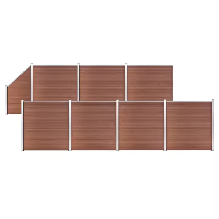 vidaXL Set de valla 7 cuadradas + 1 oblicua WPC marrón 1311x186 cm - 1