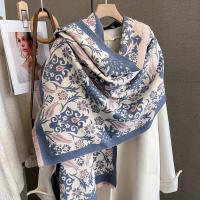 Poncho De Cashmere Floral Impresión Para Mujer Bufanda De Lujo Cálida Pashmina Viaje Chal Envoltura Estilo Elegante 2023 - details 5