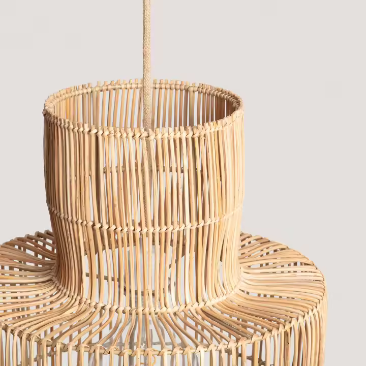 Ledkia Lámpara Colgante Ratán Bonghani ILUZZIA Textil Natural - 1