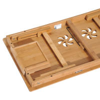 HOMCOM Mesa de Ordenador Portátil Bambú Bandeja de Cama Desayuno Plegable Reclinable Altura Ajustable Soporte Escritorio de regazo 1 Cajón 72x35x22-30cm - details 3