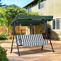 Outsunny Columpio de Jardín de 3 Plazas Balancín Exterior con Techo Ajustable y Marco de Acero para Balcón Terraza Patio Carga 200 kg 172x110x153 cm Verde - details 1