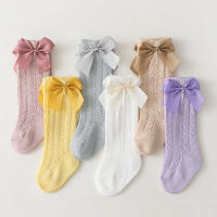 Calcetines De Verano Para Niñas Con Lazo Calcetines Largos Hasta La Rodilla De Algodón Y Spandex Para Bebés Y Niñas Todoterreno Transpirables Suela Hueca Diseño De Princesa - details 6