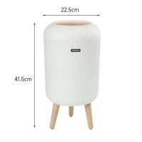 Cesta De Almacenamiento Redonda De Plástico Para Cocina Y Baño Con Tapa De Madera Granulo Contenedor Ecológico Para Basura - details 5