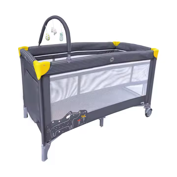 Asalvo Cuna de Viaje Complet Duo – Cuna para Bebé con Base Acolchada, Doble Altura, Arco de Juegos, Ruedas con Freno y Bolsa de Transporte - 1