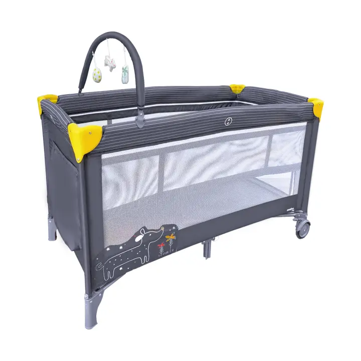 Asalvo Cuna de Viaje Complet Duo – Cuna para Bebé con Base Acolchada, Doble Altura, Arco de Juegos, Ruedas con Freno y Bolsa de Transporte - 1