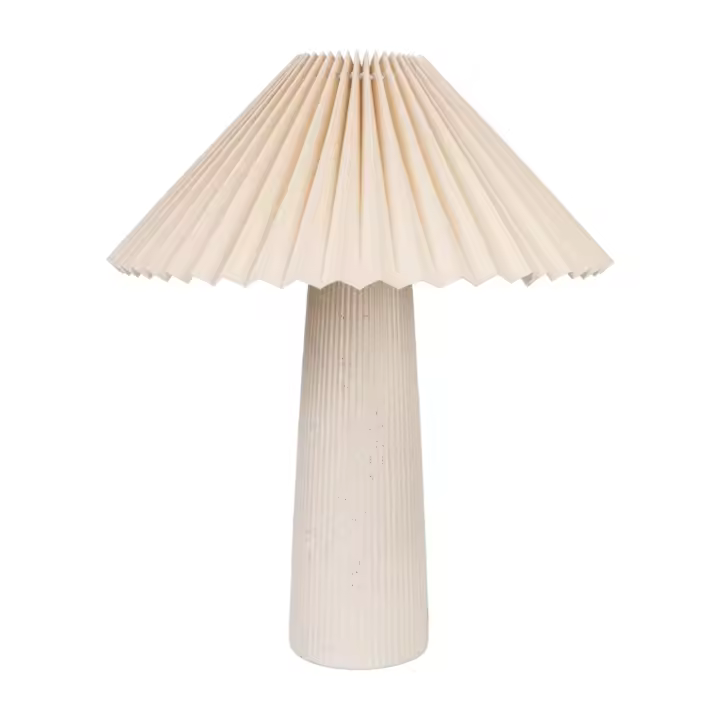 LAMPARA CERAMICA BEIGE PANTALLA PLISADA HM1139 FIJALO - 1