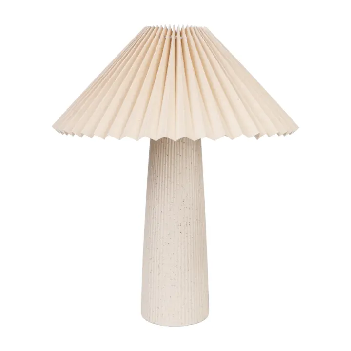 LAMPARA CERAMICA BEIGE PANTALLA PLISADA HM1139 FIJALO - 1