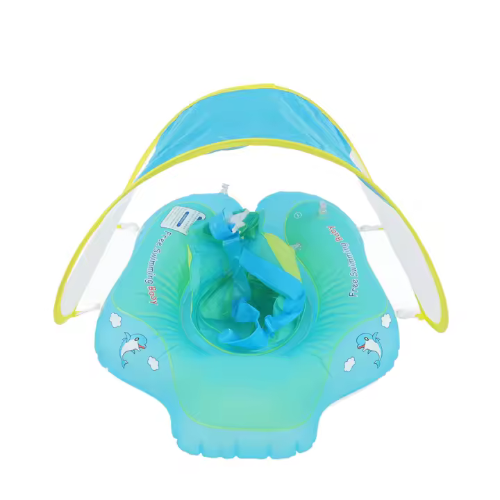 Anillo de Nación para Bebe, Doble Bolsa de gas, Protección Contra los vuelos, flotador de piscina para Bebe con Toldo de Protección Solar - 1