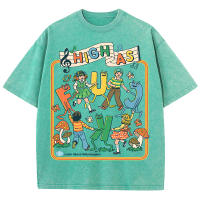 Camiseta Retro Para Hombres Con Patrón De Niños Jugando Suave Algodón Verano Estilo Vintage Camiseta Encogible De Cuello Redondo Talla Grande Streetwear - details 6