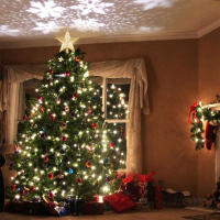 Decoración De Árbol De Navidad 3D Estrella Plateada Con LED Giratorio Proyector De Escarcha Luces Colgantes Para Fiesta Navideña - details 3