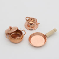 Miniatura De Sartén De Bronce Para Muñecas De 1:12 Con Kit De Cocina Incluido Para Decoración De Casas De Muñecas - details 0