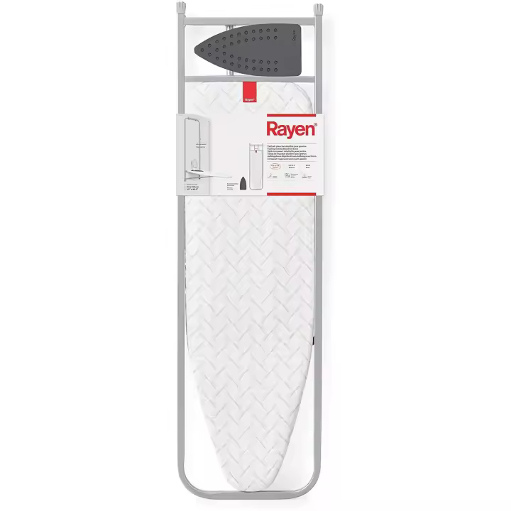 Rayen | Tabla de Planchar para pared, puerta y armario | Reposaplanchas de Silicona | Con Espuma | Color: Gris | Medidas Tablero 33 x 110cm | Plegado con estructura: 5 x 133 x 38,5 cm - 1