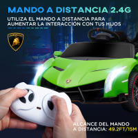 HOMCOM Coche Eléctrico Lamborghini para Niños de 3 a 6 Años Coche de Batería 12V Velocidad Max.7 km/h Puerta de Tijera con Control Remoto MP3 Luces y Cinturón de Seguridad 111x61x45 cm - details 4