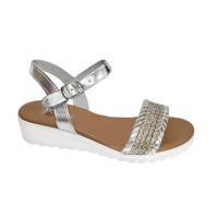 Sandalia Mujer Confort Piel Plata Referencia: V25300 Plata MARCA D'VERANAS  Sandalia confort en piel Plata, empeine pala tiras metalizadas combinada con yute. D'veranas las super cómodas para los pies. - details 0