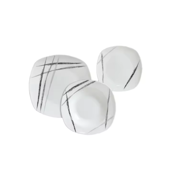 MAXHOME-Juego de vajilla Cuadrado de Porcelana Home Style Scratch 18pz - 1