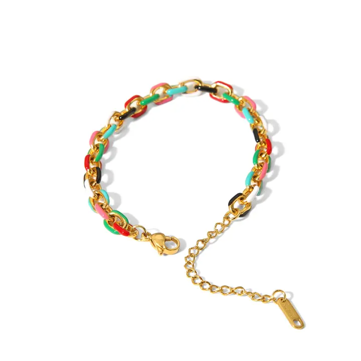 Collar de mujer de Arcoíris con Goteo de Acero de Maple inoxidable simple y moderno europeo y americano, pulsera, joyería resistant to Agua - 1