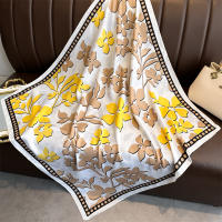 Pañuelo De Seda Impreso 90x90cm Para Mujer Lujo Bandana De Cabello Foulard Ribete Cuadrado De Piel Decorativo Para Todas Las Estaciones - details 13