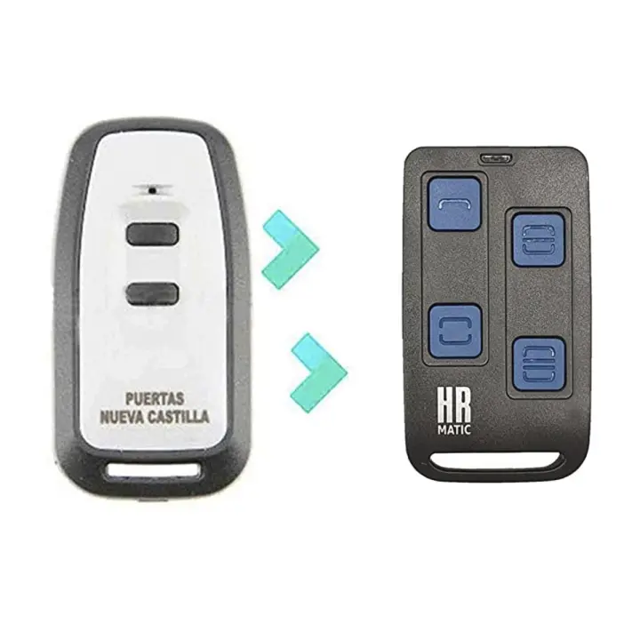 Puertas Nueva Castilla Go Mando de Garaje Universal HR MATIC HR MULTI 3 compatible PUERTAS NUEVA CASTIILLA GO Frecuencias 433 y 868 Mhz Unifique Hasta 4 Mando en 1 - 1
