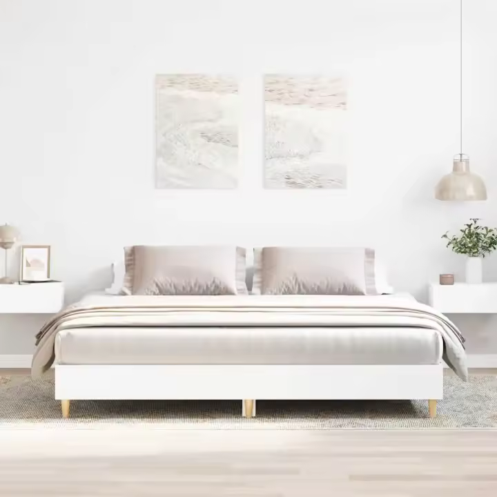 Cama sin colchón blanca 180x200 cm madera de ingeniería - 1
