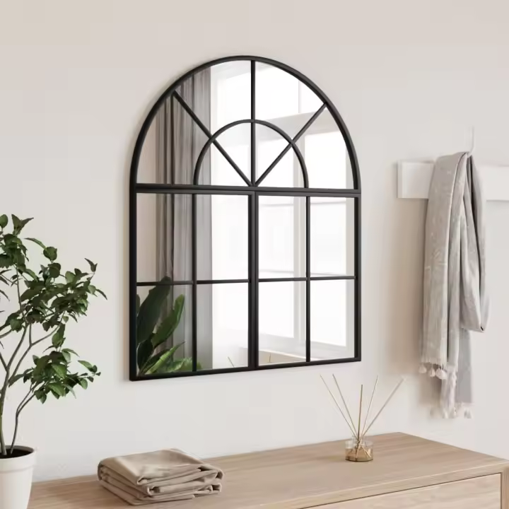 vidaXL Espejo de pared arco de hierro negro 60x70 cm - 1