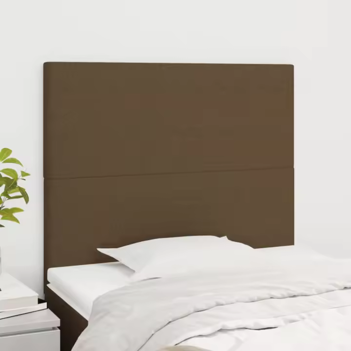 vidaXL Cabeceros 2 unidades de tela marrón oscuro 90x5x78/88 cm - 1