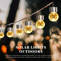 Luces Solares colgantes para Exterior, paquete de 8 Luces Decorativas de bola de Vidrio agrietado, Luces Solares de Globo colgantes - details 0