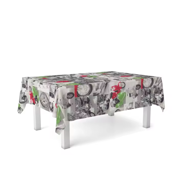 Mantel Resinado Estampado Navidad Modelo Vespas - Diferentes medidas - Colección invierno navidad - Fabricado en España - Donegal Collections - 1