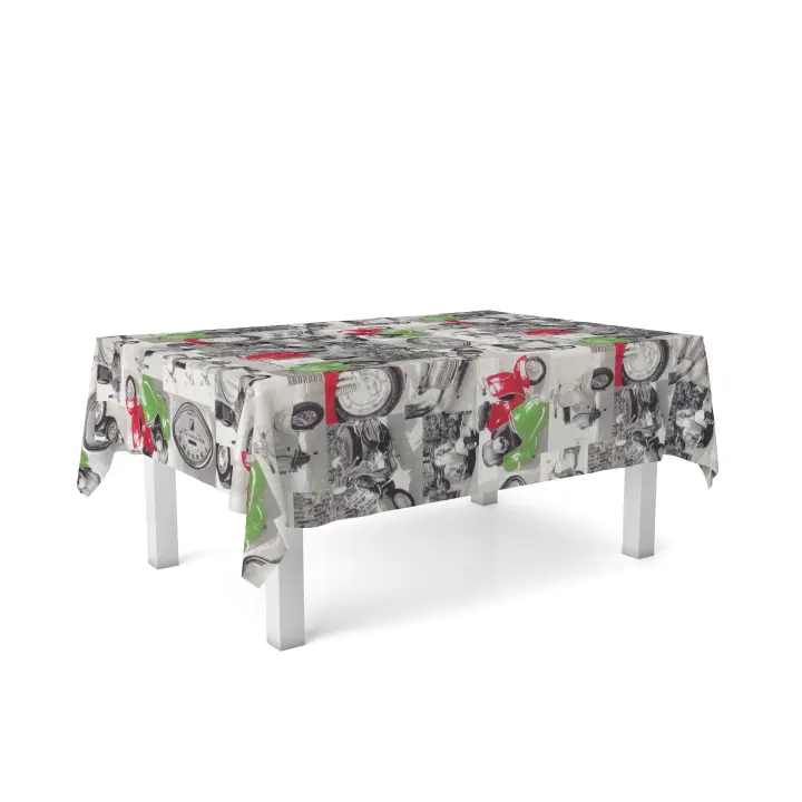 Mantel Resinado Estampado Navidad Modelo Vespas - Diferentes medidas - Colección invierno navidad - Fabricado en España - Donegal Collections - 1