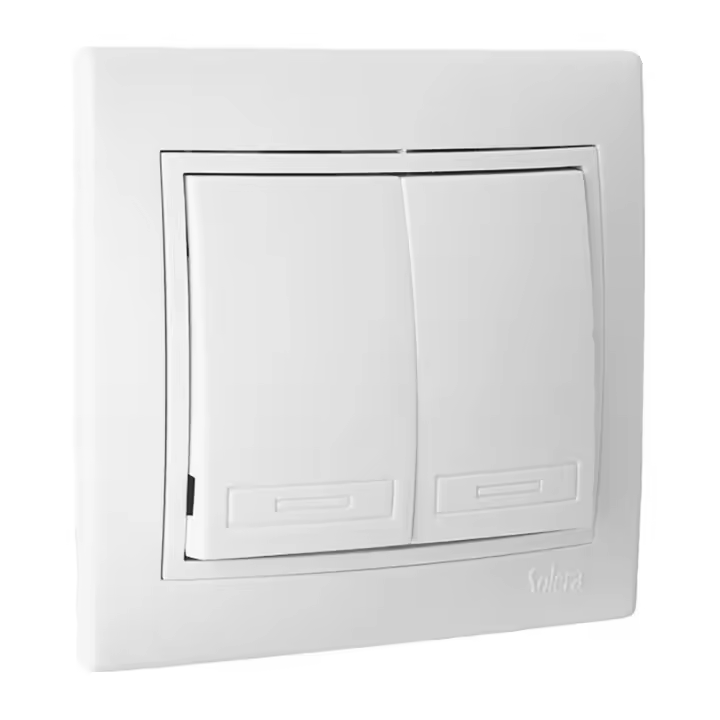 Interruptor Doble 10AX 250V 83x81x10mm Plata Solera - 1