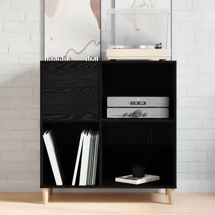 Gabinete de Registros vidaXL Negro Roble 84,5x38x89 cm Madera Elaborada - 1