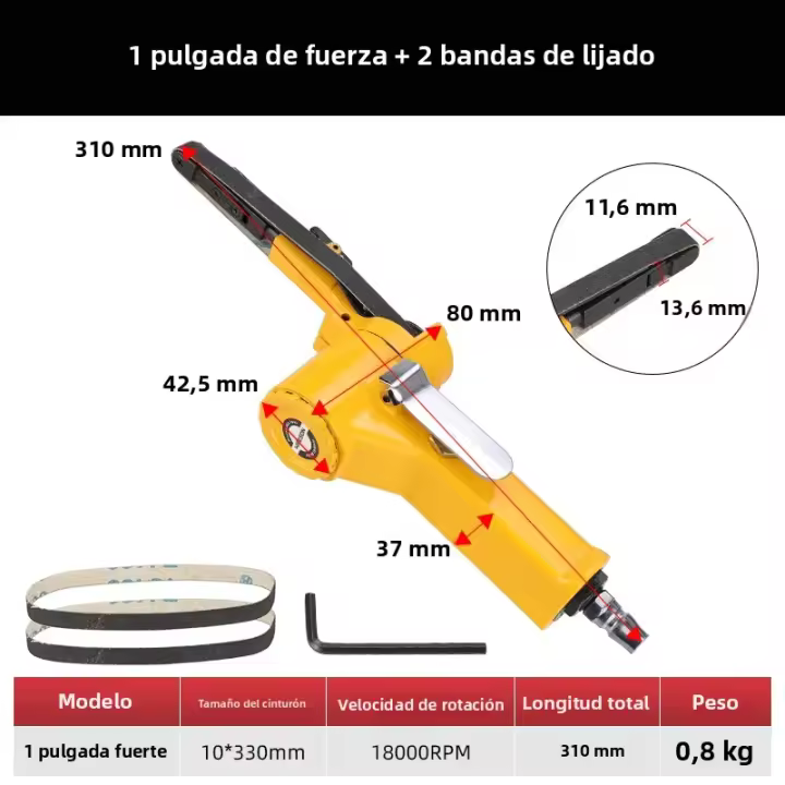 HIFESON Sándwich De Cinta Pneumático 3/8" Máquina De Pulir Para 10x330mm 20x520mm Herramienta Comercial De Manufactura - 1