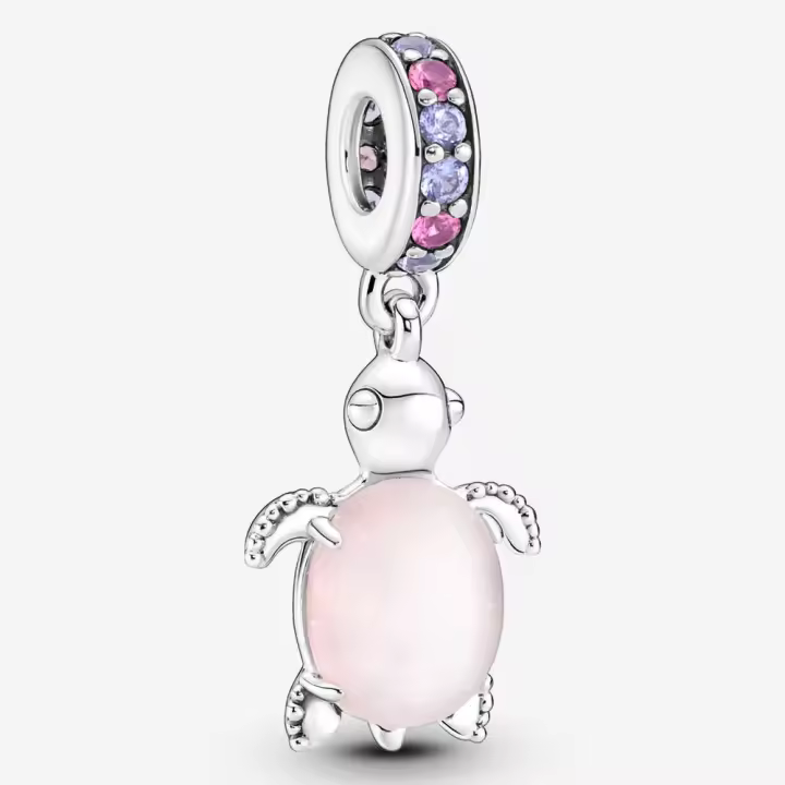 Pandora Charm de Colgante en Plata de Ley Tortuga rosa de cristal de Murano，Incluye Caja Original - 1