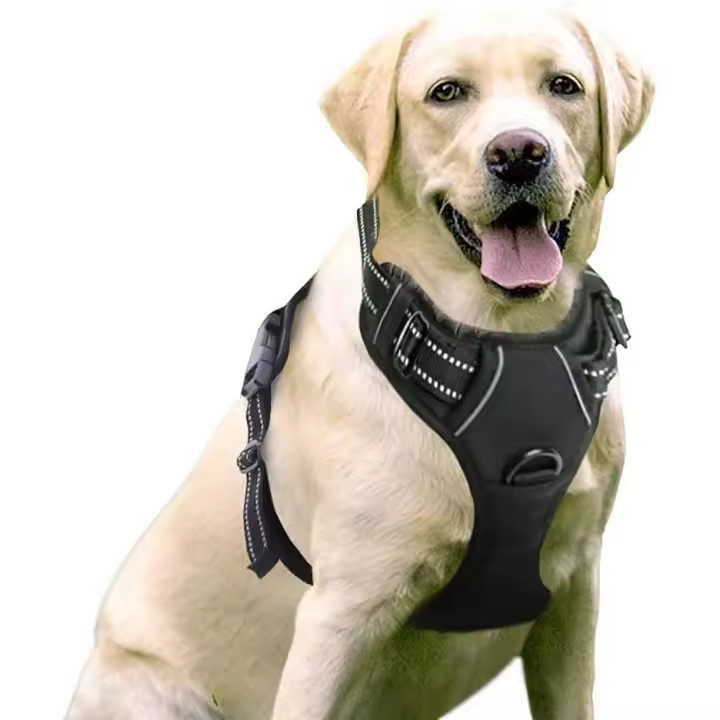 Arnés ajustable para perros Chaleco para perros con mango de control Arnés reflectante Material duradero y transpirable Color Negro Talla XL-Sunny - 1