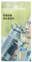 Botella De Agua Deportiva Grande Con Doble Pajita 1L 2L 3L BPA Free Reutilizable Para Exteriores Con Correas Para Adultos - details 5