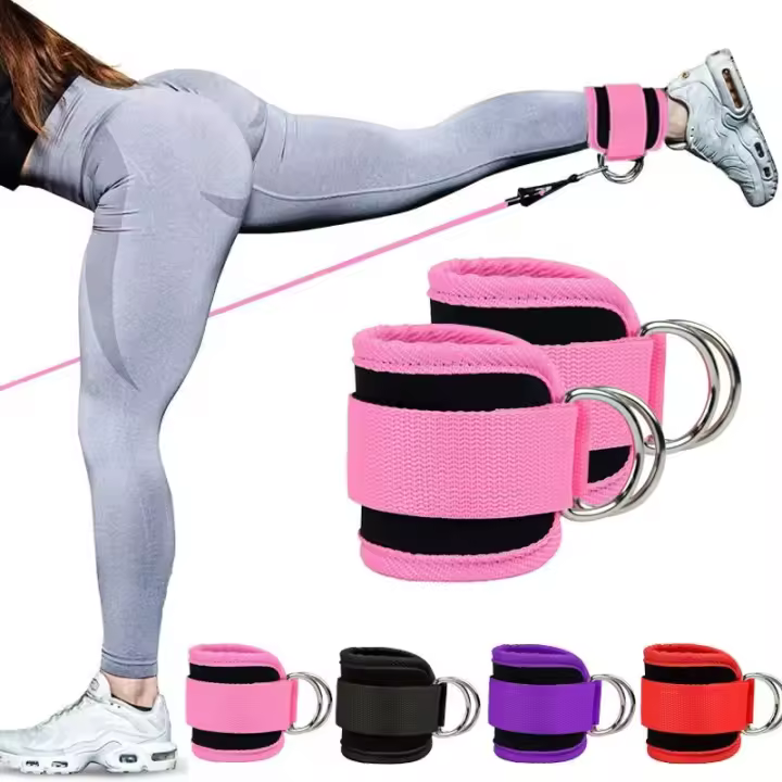 Amarres De Tobillo Con Dos Puños D-Ring Para Ejercicios De Glúteos Piernas Y Abdomen Entrenamiento De Fuerza Equipo De Gimnasio De Alta Resistencia - 1