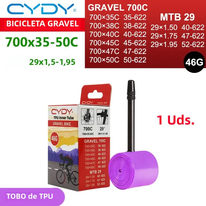 Tubo Interno De Bicicleta CYDY TPU 46g Para Rueda 700C Adecuado Para Neumáticos De Gravel 700x35-50C MTB 29x1.5-1.95 - 1