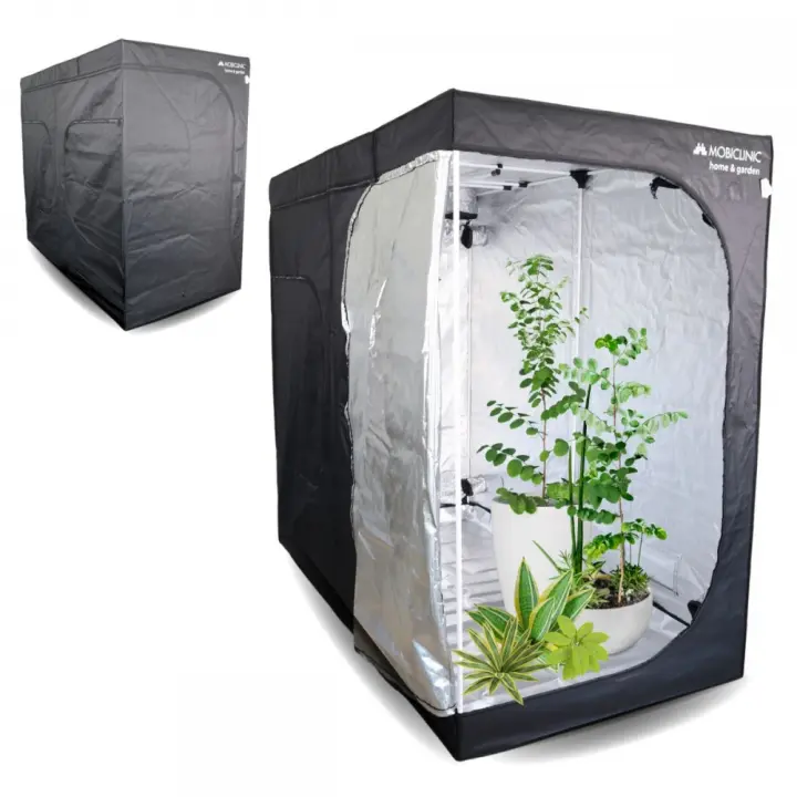 Armario de Cultivo Interior Growbox Mobiclinic® 80x80x160 cm Reflectante Premium Mylar 97% Hidropónico Impermeable Fondo Desmontable Tejido Nylon Grueso Estructura Resistente Grow Tent - 1