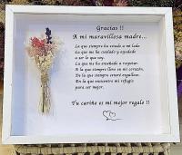 Regalo para los padres madre enamorados verdadero amor con mensaje y ramo de flores naturales preservadas y secas detalle para bodas aniversario día de la madre marco de madera con fondo mensaje de agradecimento a nuestra madre padres - details 0