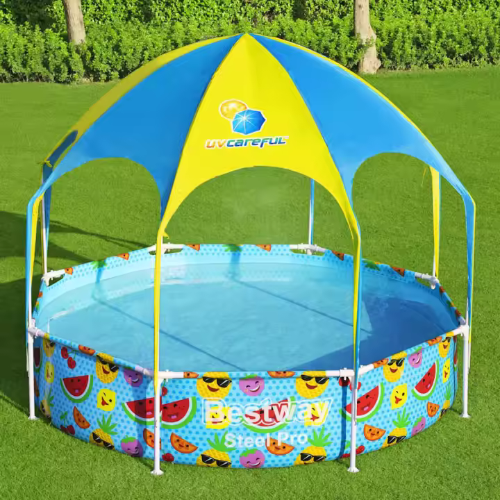 VidaXL Piscina desmontable infantil Steel Pro UV Bestway 1688L multicolor Ø244x51 cm - 1