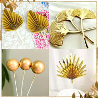 Bolas De Decoración De Pastel Oro Y Palmas Bohemio Blancas Para Fiesta Accesorios De Cumpleaños Decoración De Pastel - details 4