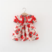 Vestido De Princesa Para Niñas Estilo Coreano Verano Vestido De Tule Fresco Con Estampado Largo Hasta La Rodilla Para Bebés De 0 a 1 Año - details 2