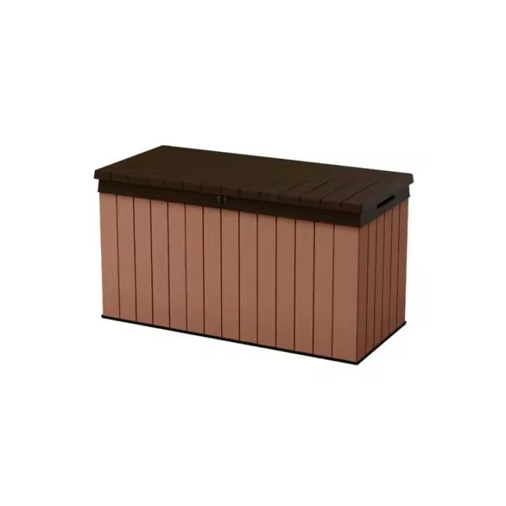 KETER 253195 Arcón de exterior Darwin 150 - 142,5x65,3x78,2 y 570L - Marrón madera - 1