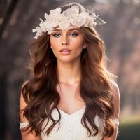 Diadema De Perlas Y Hojas En Forma De Corona Con Flores Joyería De Cabeza Para Boda Hecha a Mano Para Mujeres Accesorios De Pelo - details 0