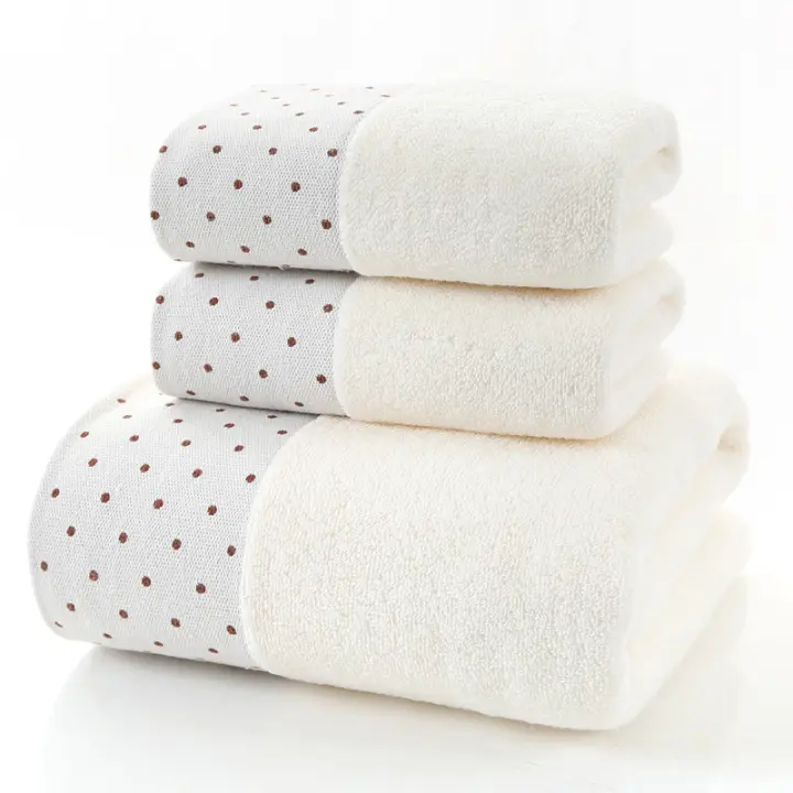 Juego De Toallas De Algodón Bordadas 3 Piezas 35x75cm 70x140cm Toallas De Baño Geométricas Para Mano Rostro Y Ducha Toallas De Baño - 1