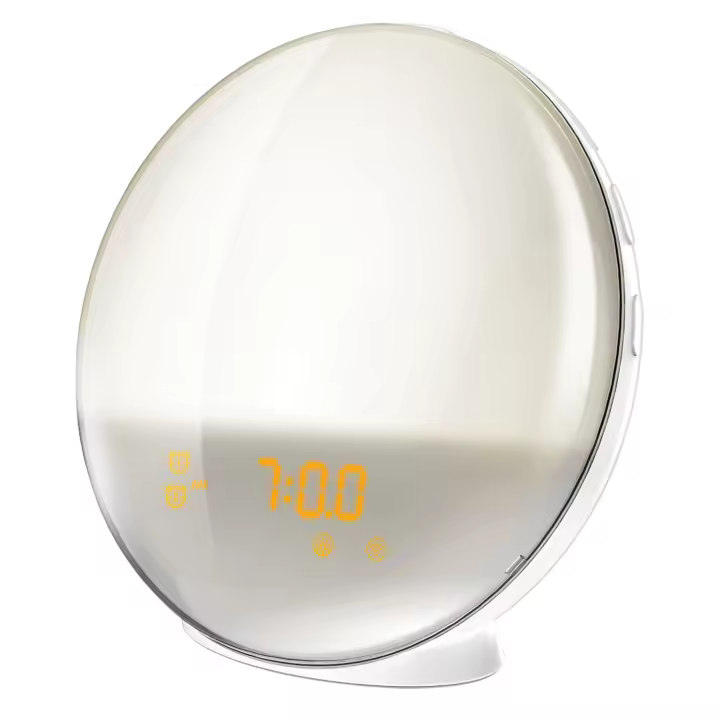Lampara muvit io rgb luz ambiente + despertador con radio rm - 1