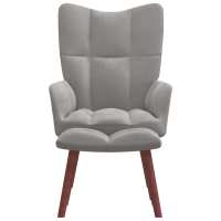 vidaXL Sillón de relax con taburete de terciopelo Gris claro, Gris oscuro, Verde oscuro Sillon Dormitorio Sillon Comodos Silla Relax Sillón Sofá - details 0