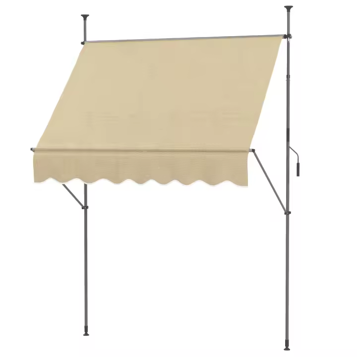 Outsunny Toldo Manual Retráctil 2x1,2 m Toldo Exterior Terraza Enrollable Altura Ajustable con Manivela 210-300 cm Sin Taladro Protección UV30+ para Balcón Jardín - 1