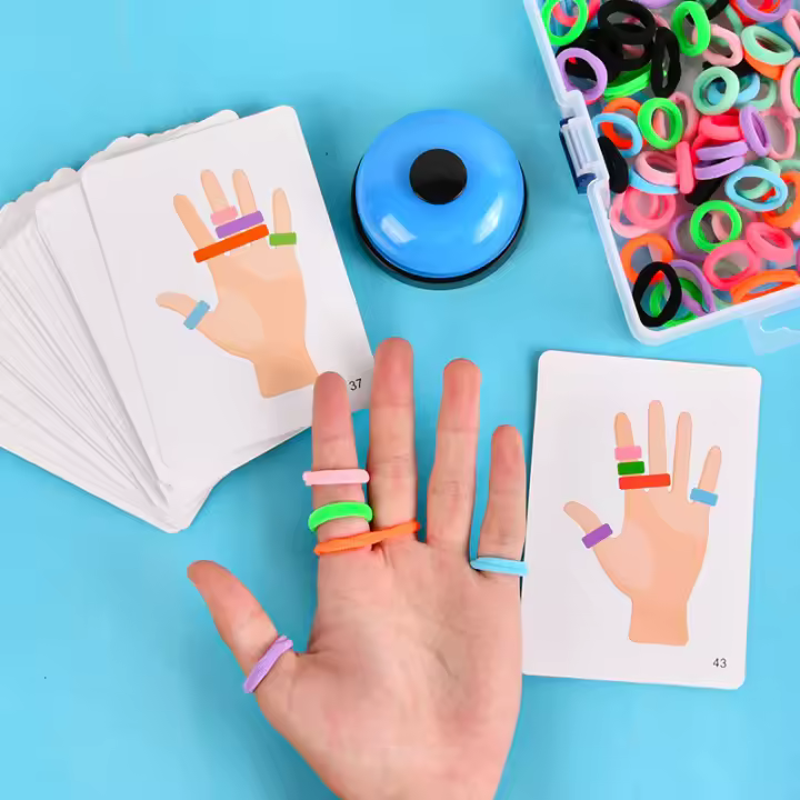 Juguete Educativo Temprano De Entrenamiento Mental Para Niños Anillo De Dedos Con Cuerdas Elásticas Y Campana Juego Interactivo Padre-Madre Y Niños - 1