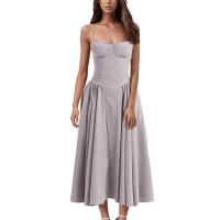 Vestido Midi Elegante Y Delgado Sin Espalda Para Mujer Vestido De Fiesta De Verano Elegante Con Suspensión Sólida Vestidos Para Mujer - details 8
